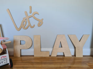Let's PLAY Wooden Sign | Wooden Nursery Sign